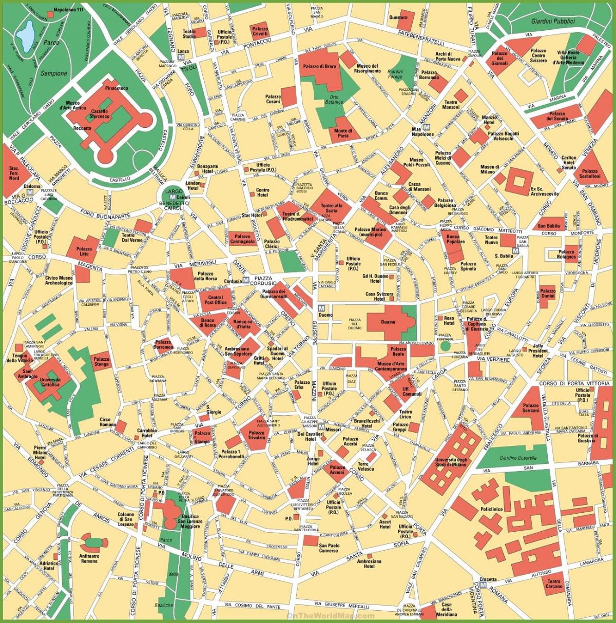 bản đồ thành phố của milan