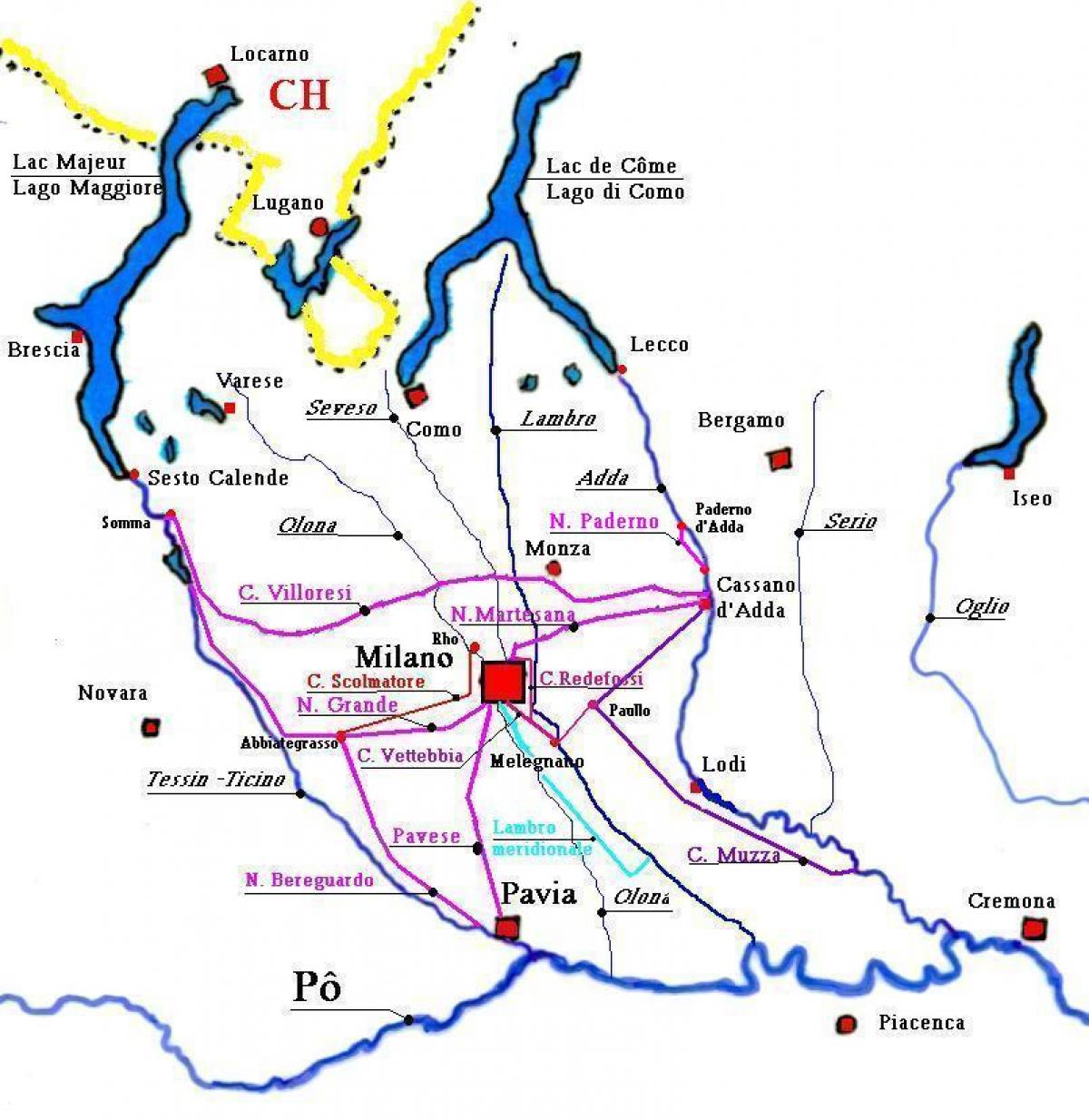 bản đồ của milan navigli quận