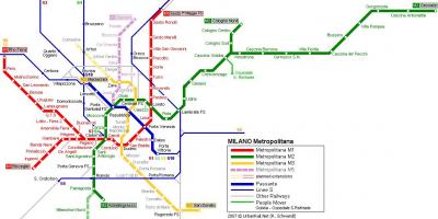 Milan tàu điện ngầm bản đồ 2016