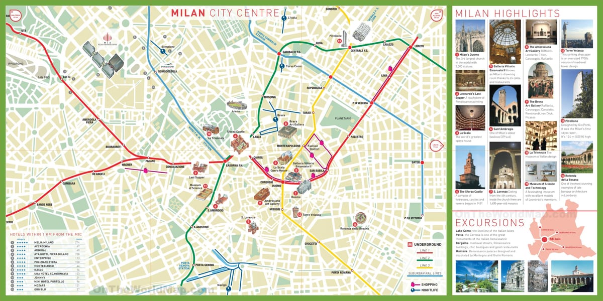 thành phố tham quan milan bản đồ