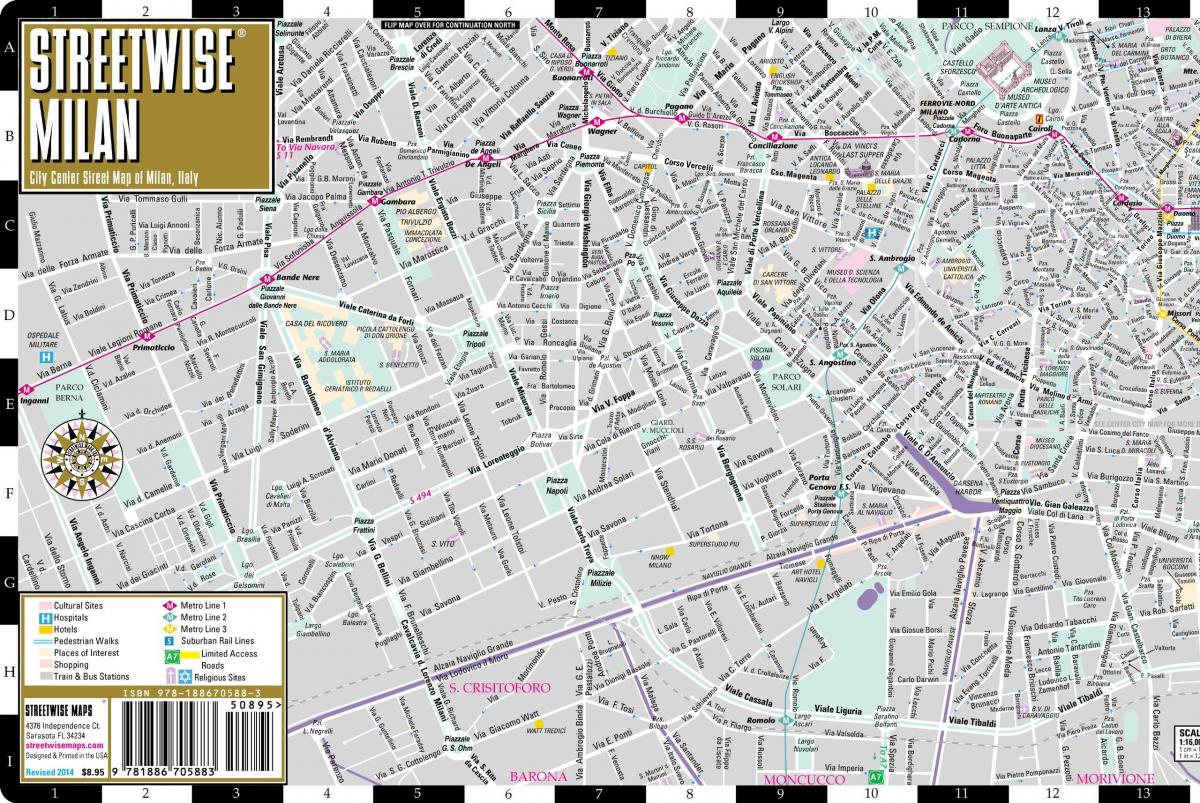 đường phố, bản đồ của milan trung tâm thành phố