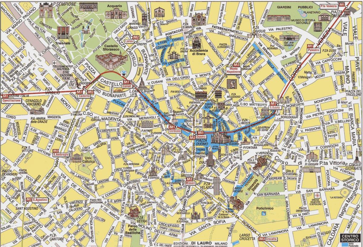 milan bản đồ thành phố với hấp dẫn