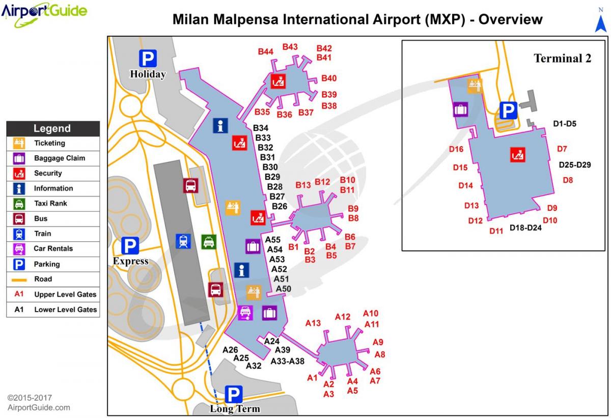 milano sân bay bản đồ