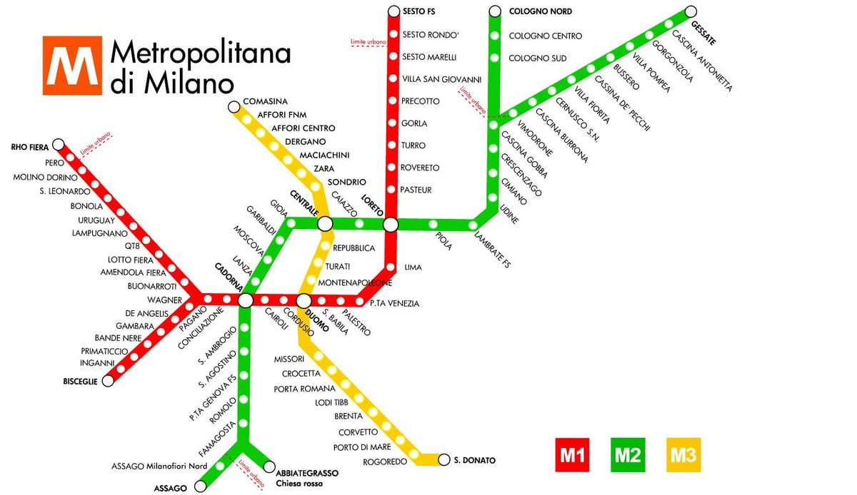 tàu điện ngầm bản đồ milano