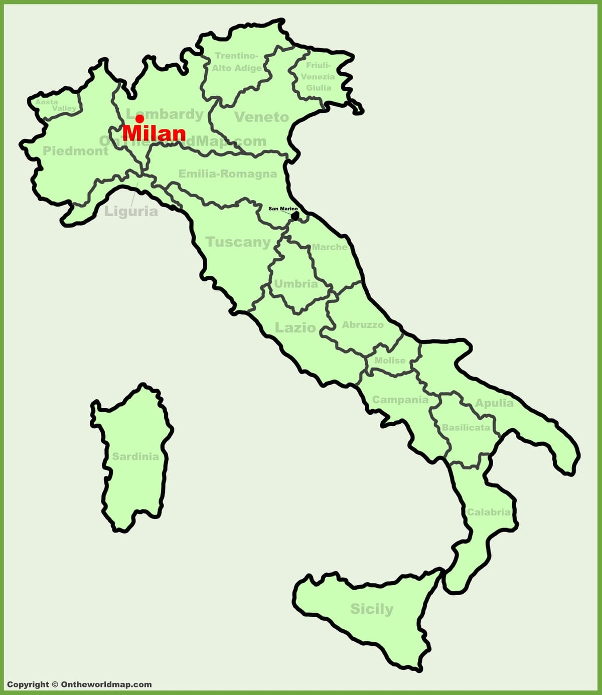 bản đồ của ý đang ở milan