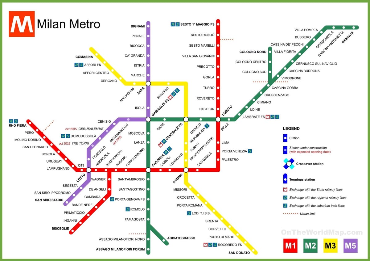 metro milano bản đồ