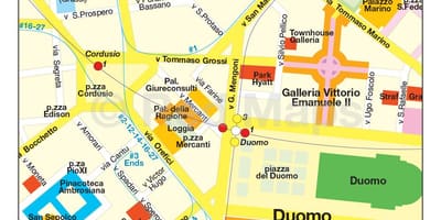 Bản đồ của milan, phố mua sắm