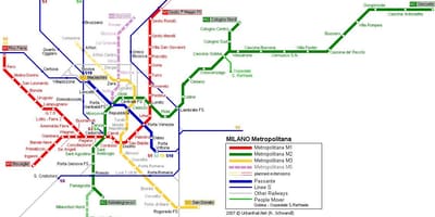 Milan tàu điện ngầm bản đồ 2016